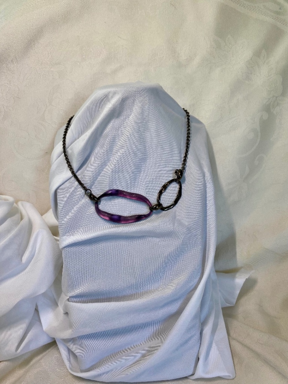 Alexis Bittar Purple Lucite Gunmetal Statement Necklace